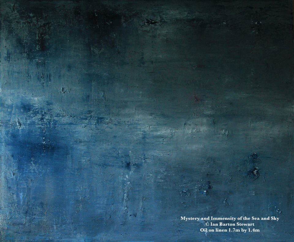 Mystery and Immensity of the Sea and Sky: This is a large painting I have titled Mystery and Immensity of The Sea and Sky. Its subject is the sublime in nature...and how we human beings are faced by natural forces we do not comprehend and are awed by.