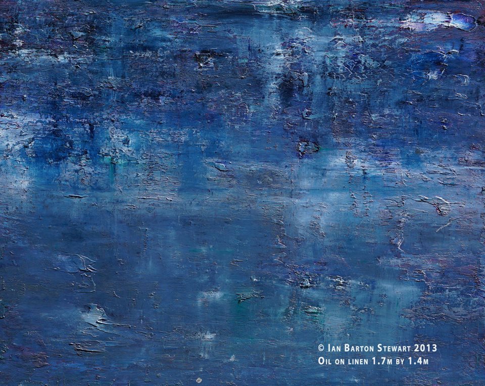 No Temple For Apollo: A majestic subject in a painting that explores the possibilities of blues, greys and whites.